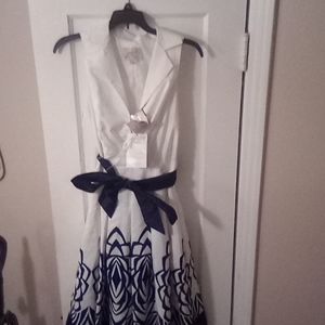 Blue and white dress
